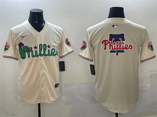 Men's Philadelphia Phillies Team Big Logo Cream Phanatic Limited Stitched Jersey