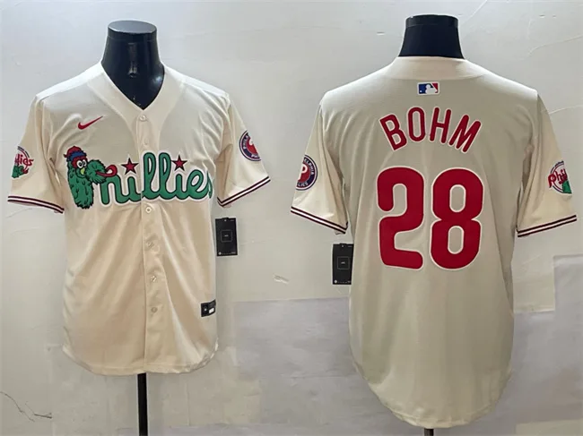 Men's Philadelphia Phillies #28 Alec Bohm Cream Phanatic Limited Stitched Jersey