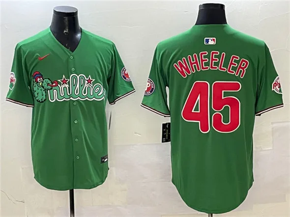 Men's Philadelphia Phillies #45 Zack Wheeler Green Phanatic Limited Stitched Jersey