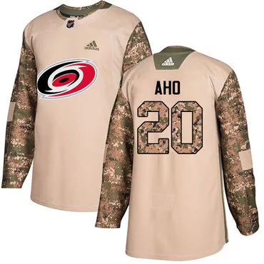 Adidas Hurricanes #20 Sebastian Aho Camo Authentic 2017 Veterans Day Stitched NHL Jersey