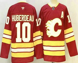 Men's Calgary Flames #10 Jonathan Huberdeau Red Authentic Jersey