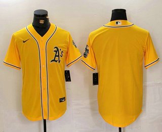 Men's Oakland Athletics Blank Yellow Cool Base Stitched Baseball Jersey