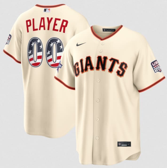 Men's San Francisco Giants ACTIVE PLAYER Custom Cream 2026 All-Star Edition Stars & Stripes & USA 250 Fourth of July Home Stadium Stitched Baseball Jersey