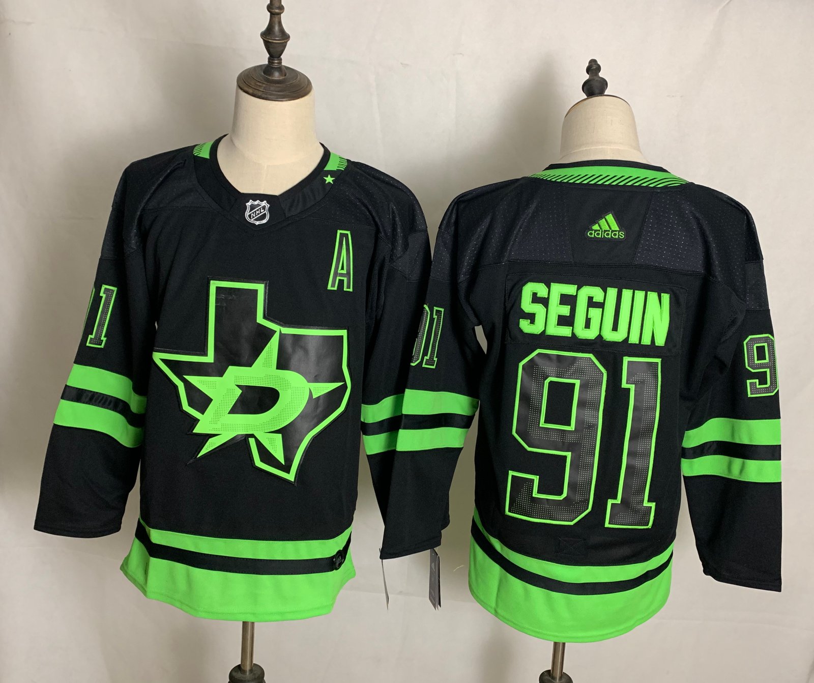 Men's Dallas Stars #91 Tyler Seguin Black Adidas 2020-21 Alternate Authentic Player NHL Jersey