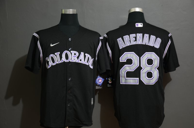 Men's Colorado Rockies #28 Nolan Arenado Black Stitched MLB Cool Base Nike Jersey
