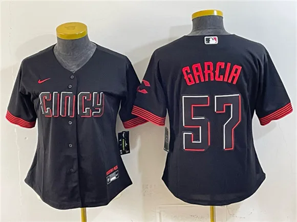 Youth Cincinnati Reds #57 Julian Garcia Black City Connect Stitched Baseball Jersey