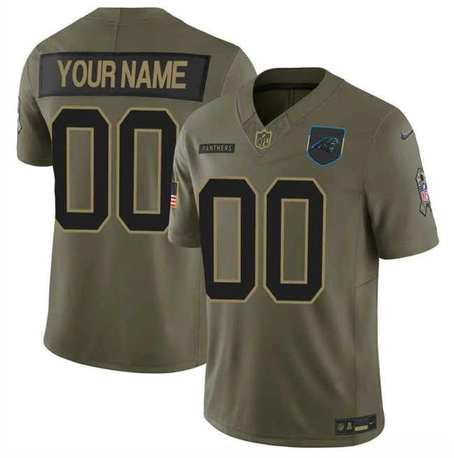 Men's Carolina Panthers Active Player Custom Olive 2025 F.U.S.E. Salute to Service Limited Stitched Football Jersey