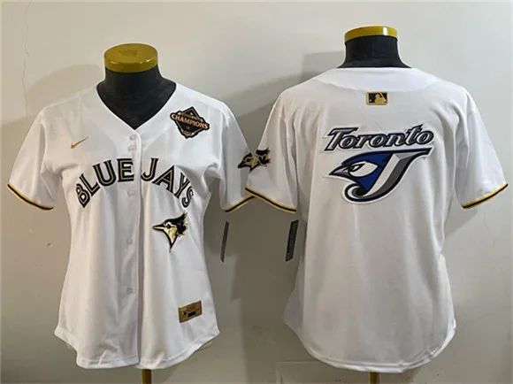Youth Toronto Blue Jays Team Big Logo White Gold 2025 American League Champions Limited Stitched Jersey