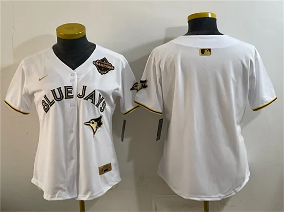 Youth Toronto Blue Jays Blank White Gold 2025 American League Champions Limited Stitched Jersey