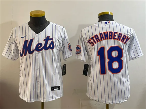 Youth Chicago Cubs #18 Darryl Strawberry White Cool Base Stitched Baseball Jersey