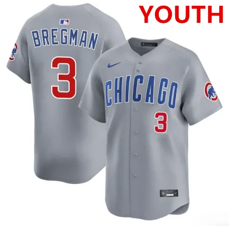 Youth Chicago Cubs #3 Alex Bregman nike Gray road limited jersey