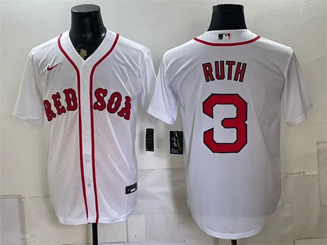Men's Boston Red Sox #3 Babe Ruth White Cool Base Stitched Baseball Jersey