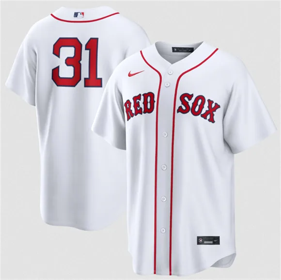 Men's Boston Red Sox #31 Adley Rutschman White No Name Cool Base Stitched Baseball Jersey