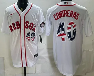 Men's Boston Red Sox #40 Willson Contreras White 2026 USA 250 Fourth of July Home Stitched Jersey