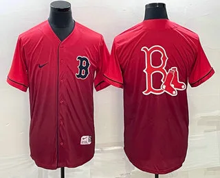 Men's Boston Red Sox Big Logo Nike Red Fade Stitched Jersey