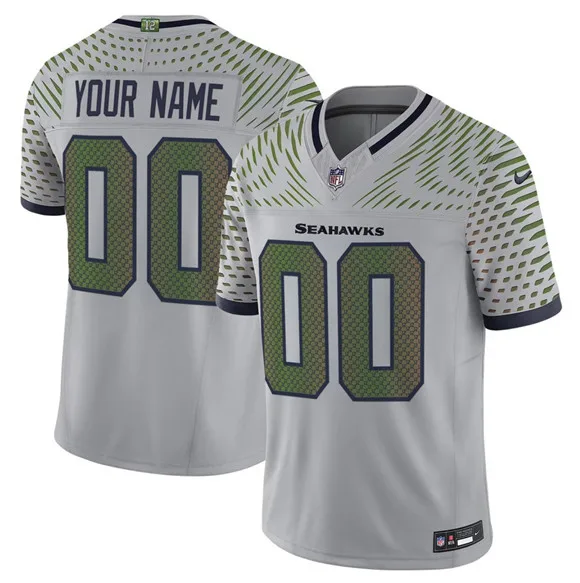Men's Seattle Seahawks Active Player Custom Gray 2025 F.U.S.E. “Rivalries” Vapor Untouchable Limited Stitched Jersey