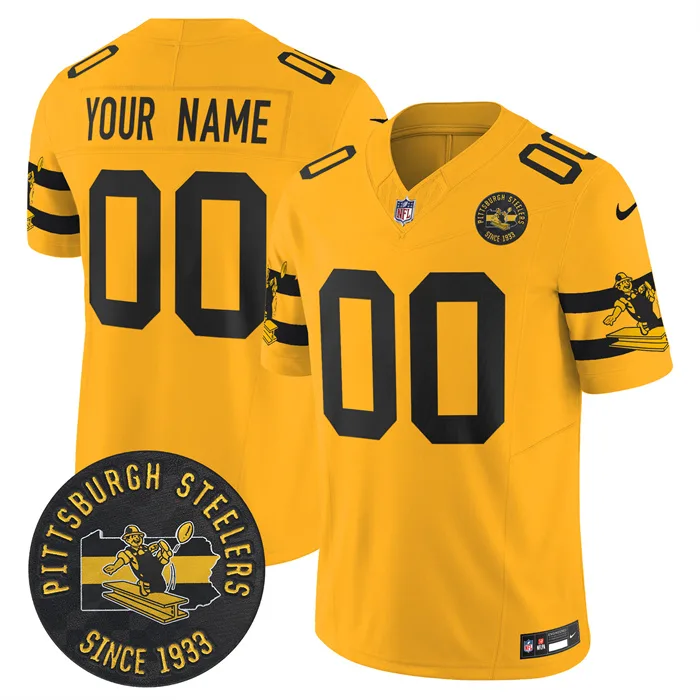 Men’s Pittsburgh Steelers Throwback 1933 Patch yellow Vapor Limited All Stitched Jersey