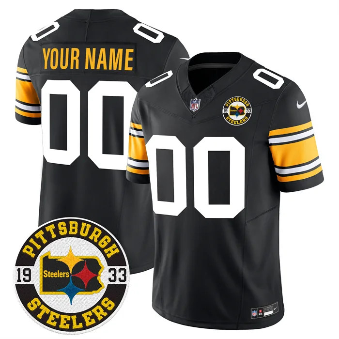 Men’s Pittsburgh Steelers Throwback 1933 Patch black Vapor Limited All Stitched Jersey
