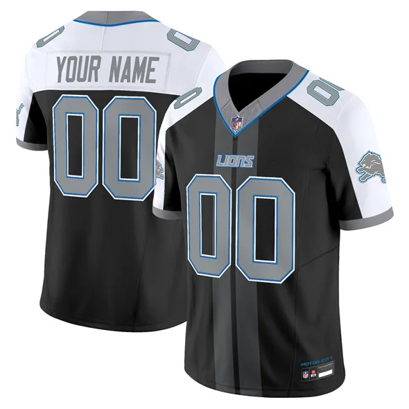 Men's Detroit Lions Customized Black Alternate 2025 F.U.S.E. 'Motor City Racing Edition' Vapor Limited Stitched Jersey