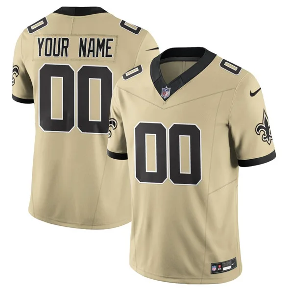 Men's New Orleans Saints Active Player Custom Gold 2025 F.U.S.E. Alternate Vapor Limited Football Stitched Jersey