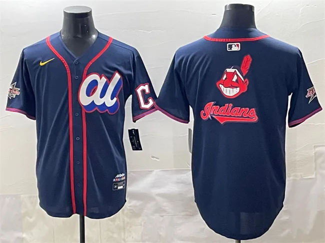 Men's American League Cleveland Guardians Team Big Logo Navy 2025 All-Star Edition Limited Stitched Baseball Jersey