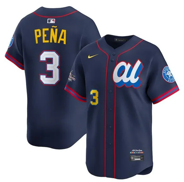 Men's American League #3 Jeremy Pe?a Navy 2025 All-Star Edition Limited Stitched Baseball Jersey
