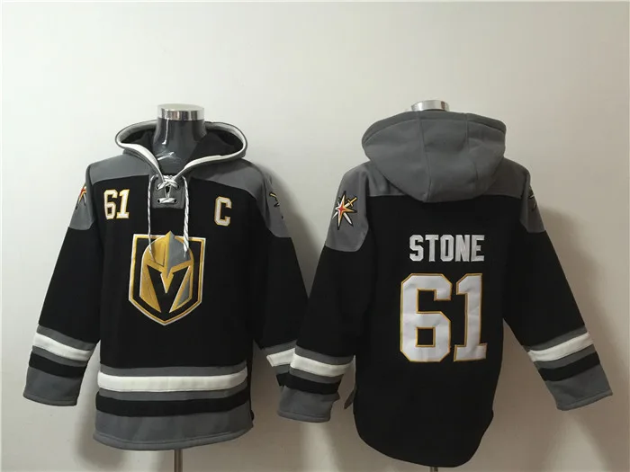 Men's Vegas Golden Knights #61 Mark Stone Black Ageless Must-Have Lace-Up Pullover Hoodie