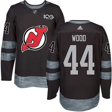 Adidas Devils #44 Miles Wood Black 1917-2017 100th Anniversary Stitched NHL Jersey