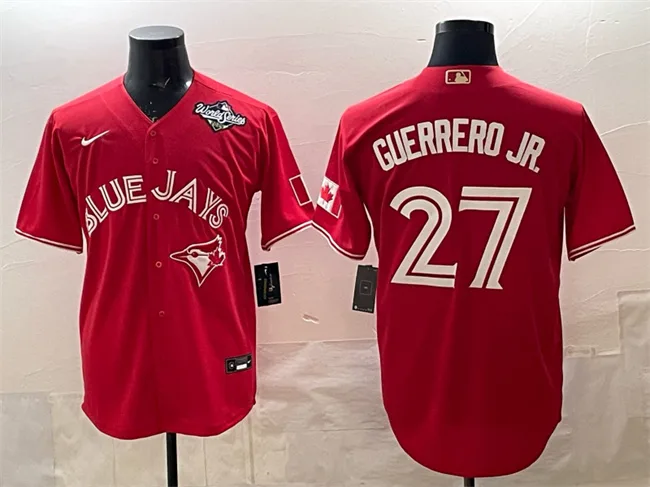 Men's Toronto Blue Jays #27 Vladimir Guerrero Jr. Red 2025 World Series Cool Base Stitched Baseball Jersey