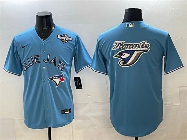 Men's Toronto Blue Jays Team Big Logo Blue 2025 World Series Home Cool Base Stitched Baseball Jersey