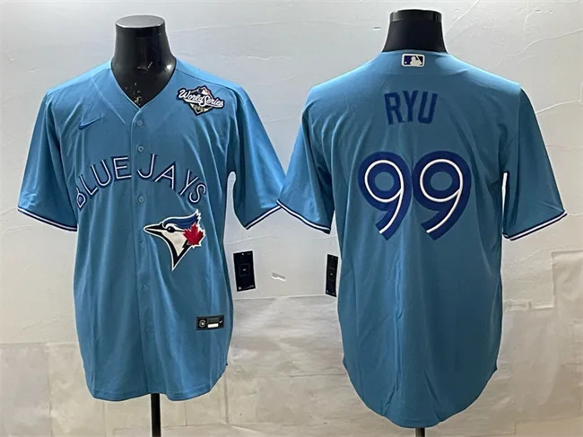 Men's Toronto Blue Jays #99 Hyun-jin Ryu Blue 2025 World Series Cool Base Stitched Baseball Jersey