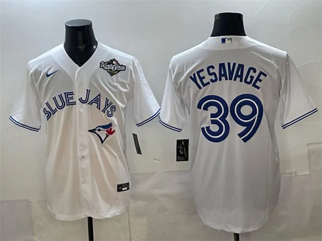 Men's Toronto Blue Jays #39 Trey Yesavage White 2025 World Series Home Cool Base Stitched Baseball Jersey