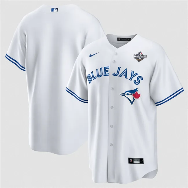 Men's Toronto Blue Jays Blank White 2025 World Series Home Cool Base Stitched Baseball Jersey