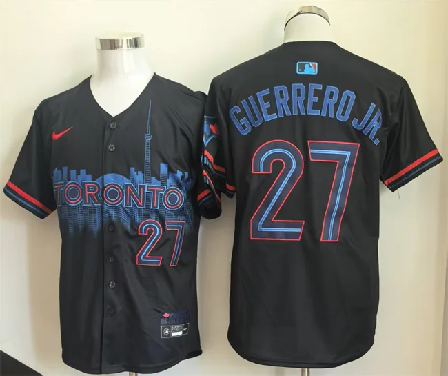 Men's Toronto Blue Jays #27 Vladimir Guerrero Jr. Navy 2024 City Connect Limited Stitched Baseball Jersey