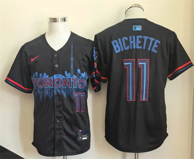 Men's Toronto Blue Jays #11 Bo Bichette Navy 2024 City Connect Limited Stitched Baseball Jersey