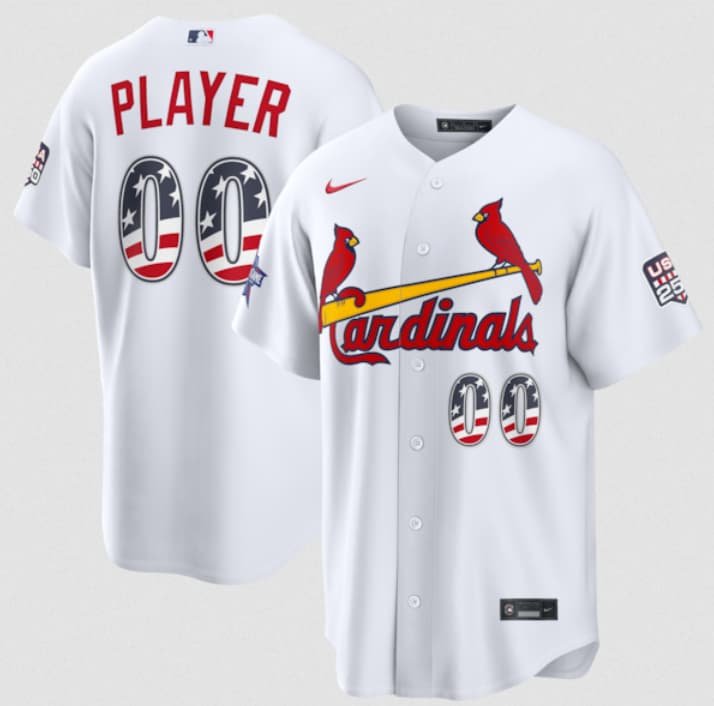 Men's St. Louis Cardinals Active Player Custom White 2026 All-Star Edition Stars & Stripes & USA 250 Fourth of July Home Stadium Stitched Baseball Jersey