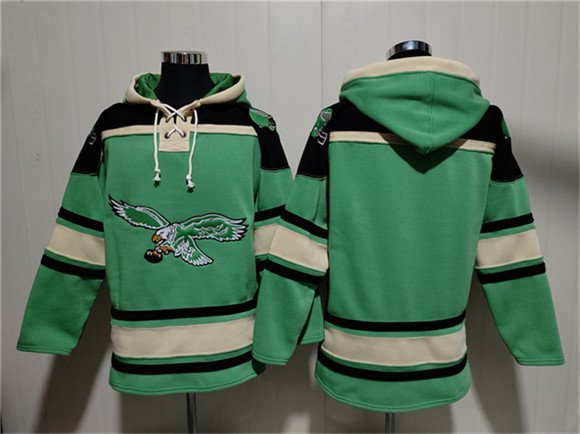 Men's Philadelphia Eagles Blank Green Ageless Must-Have Lace-Up Pullover Hoodie