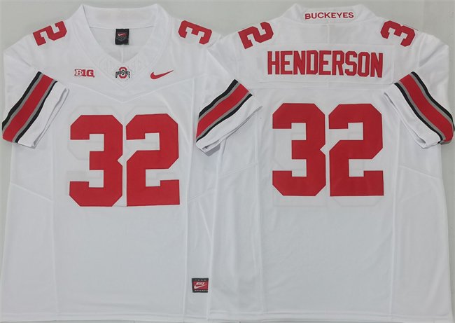 Men's Ohio State Buckeyes #32 TreVeyon Henderson White 2025 F.U.S.E. Limited Stitched Jersey