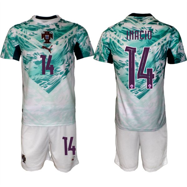Men's Portugal Team #14 Gon?alo Inácio Green 2026 World Cup Away Soccer Jersey Suit