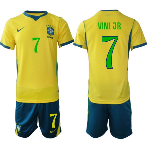 Men's Brazil national football team #7 Vinícius Júnior Yellow 2026 Soccer Jersey Suit