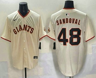 Men's San Francisco Giants #48 Pablo Sandoval Cream Limited Stitched Jersey