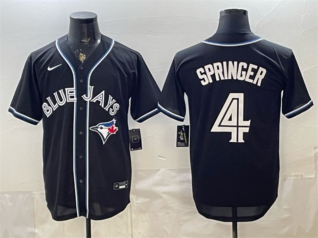 Men's Toronto Blue Jays #4 George Springer 2026 Fashion Replica Black Out Stitched Baseball Jersey