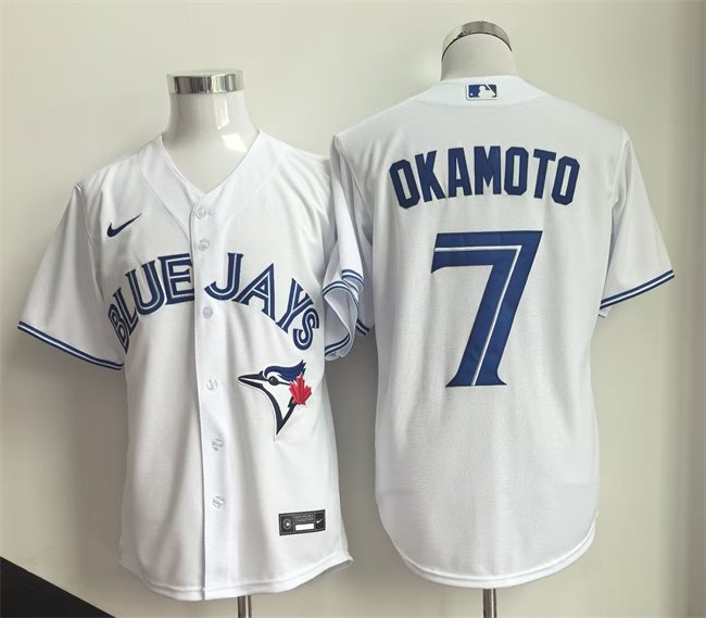 Men's Toronto Blue Jays #7 Kazuma Okamoto White Home Limited Stitched Baseball Jersey