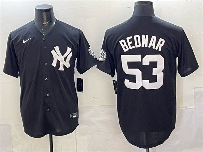 Men's New York Yankees #53 David Bednar Black Stitched Baseball Jersey