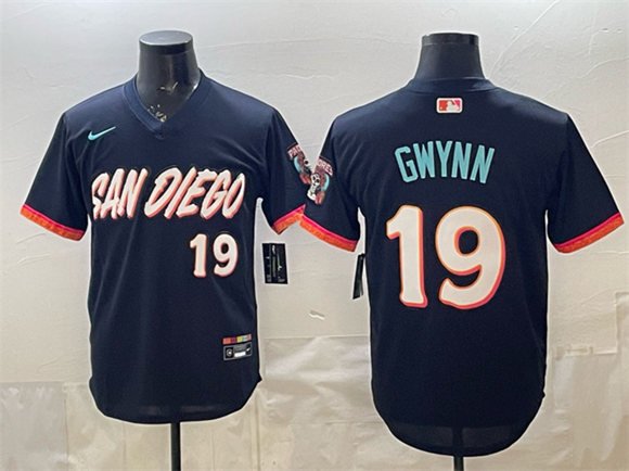 Men's San Diego Padres #19 Tony Gwynn Obsidian 2026 City Connect Stadium Stitched Baseball Jersey