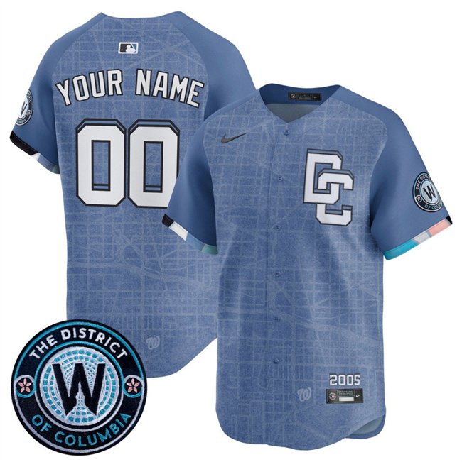 Youth Washington Nationals ACTIVE PLAYER Custom Blue 2025 City Connect Limited Stitched Baseball Jersey