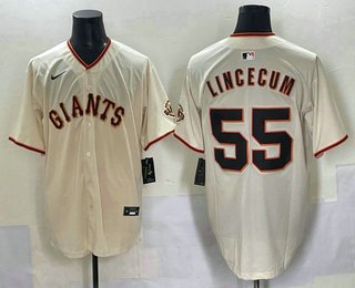 Men's San Francisco Giants #55 Tim Lincecum Cream Limited Stitched Jersey