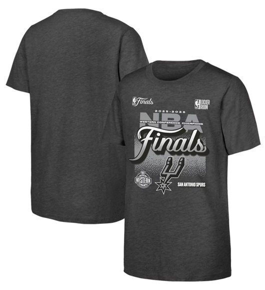 Men's San Antonio Spurs Charcoal 2026 NBA Western Conference Champions Authentic Locker Room T-Shirt