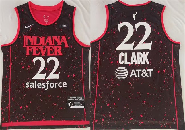 Men's Indiana Fever #22 Caitlin Clark Black Red Stitched Jersey