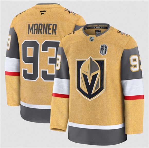 Men's Vegas Golden Knights #93 Mitch Marner Gold 2026 Stanley Cup Final Patch Home Stitched Hockey Jersey